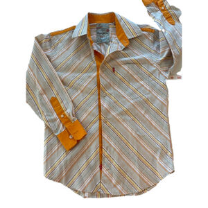 Pepe Jeans Kids stripped Collared Long Sleeve Cotton Shirt - size small boys